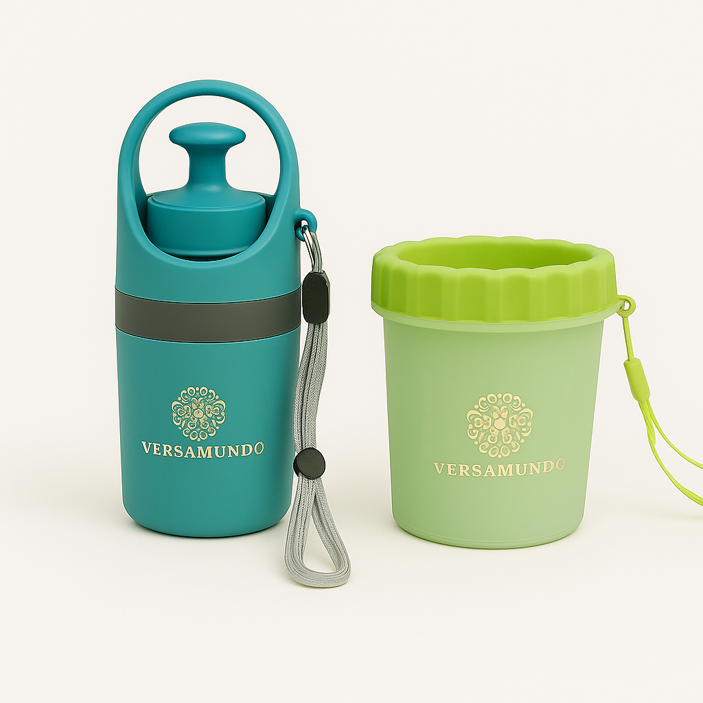 Versamundo Paw Cleaning & Poop Pickup Bundle – Portable Paw Cleaner Cup + Poop Scooper for Dogs | Mess-Free Paw Washer & Hands-Free Waste Pickup Set