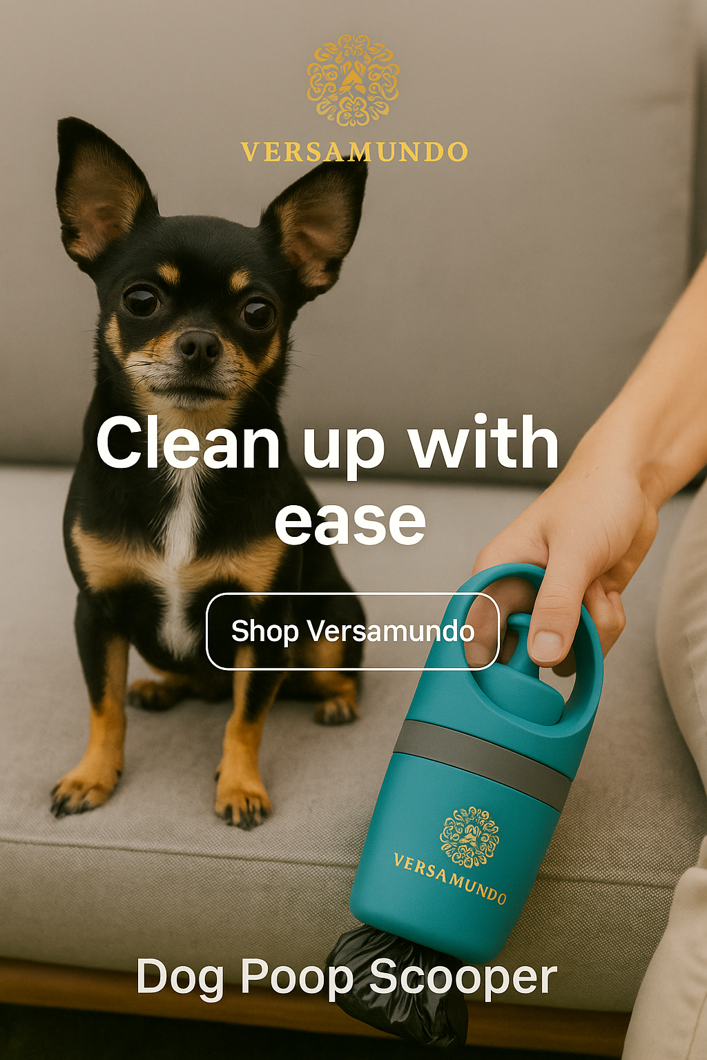 Versamundo Paw Cleaning & Poop Pickup Bundle – Portable Paw Cleaner Cup + Poop Scooper for Dogs | Mess-Free Paw Washer & Hands-Free Waste Pickup Set