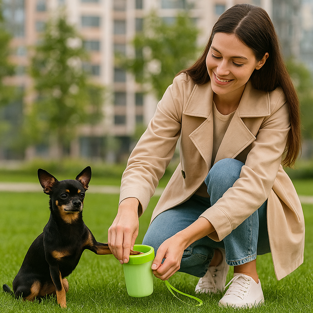 Versamundo Paw Cleaning & Poop Pickup Bundle – Portable Paw Cleaner Cup + Poop Scooper for Dogs | Mess-Free Paw Washer & Hands-Free Waste Pickup Set
