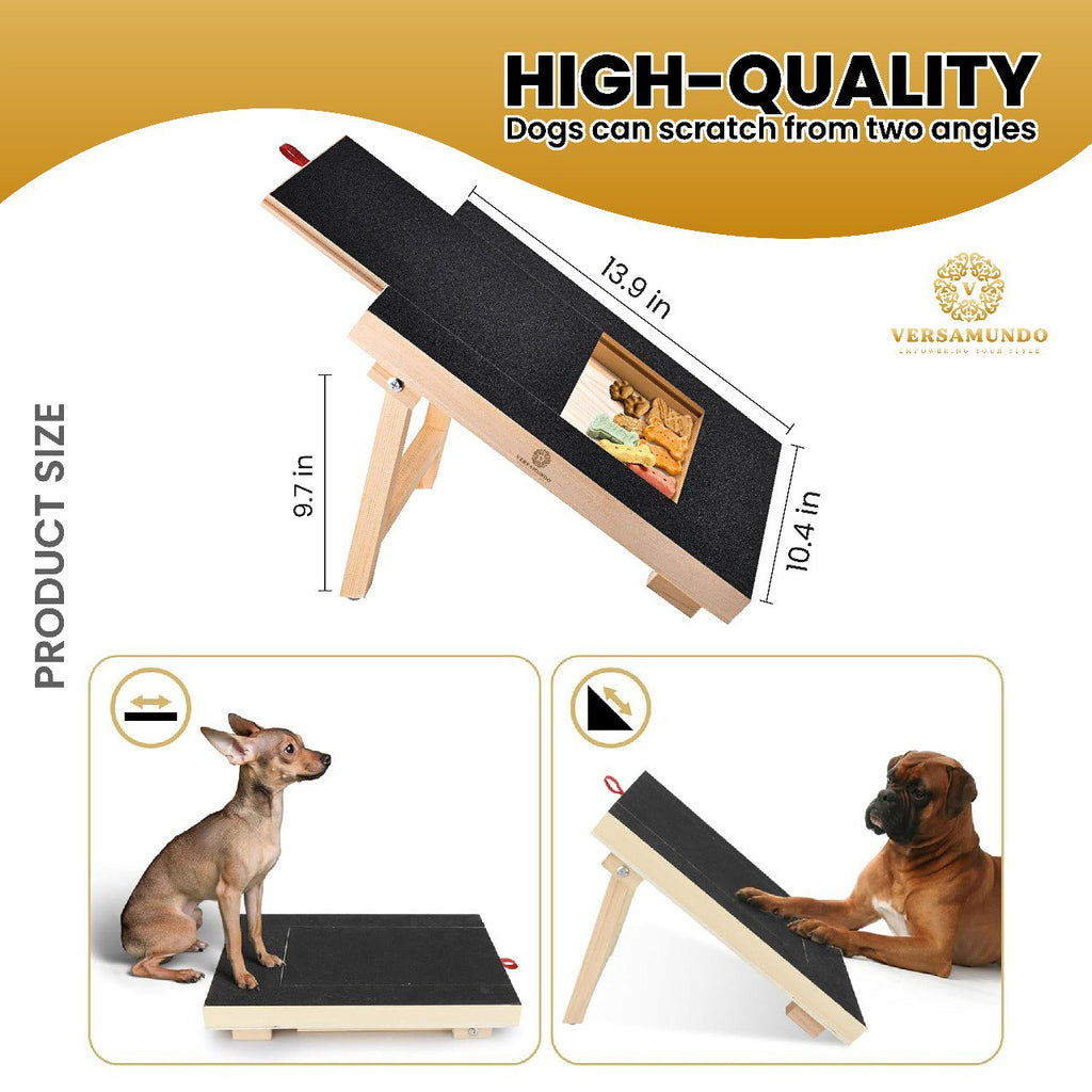 Versamundo Scratch & Play Dog Ramp Set – Nail Care Board + Chew Rope + Fetch Disc