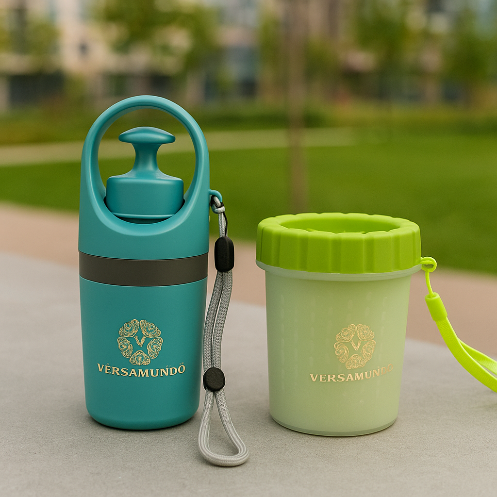 Versamundo Paw Cleaning & Poop Pickup Bundle – Portable Paw Cleaner Cup + Poop Scooper for Dogs | Mess-Free Paw Washer & Hands-Free Waste Pickup Set